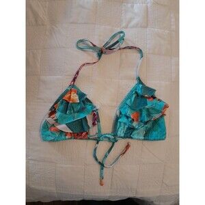 San Lorenzo Women’s Floral Ruffle Bikini Top. Made In Brazil.  Size L  B57